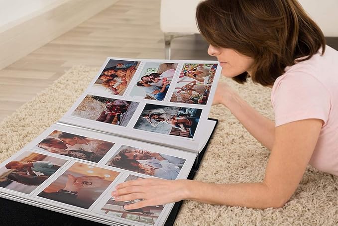 RECUTMS Photo Album Self Adhesive Magnetic DIY Scrapbook 60 Pages 13.3 x 13.4 (Inches) Accommodate 8X10 6X8 5X7 4X6 Photo Wedding Album Memory Book (Silver)