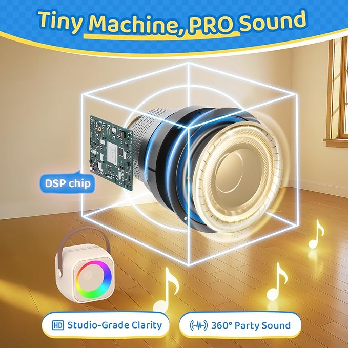 Karaoke Machine for Kids, Toys for 3-12 Years Old Girls Gifts, Kids Karaoke Microphone Machine Toy, Best Fun Christmas Birthday Gifts for 5 6 7 8 9 10 11 Years Teens Girl Boys Beige 2 Mic