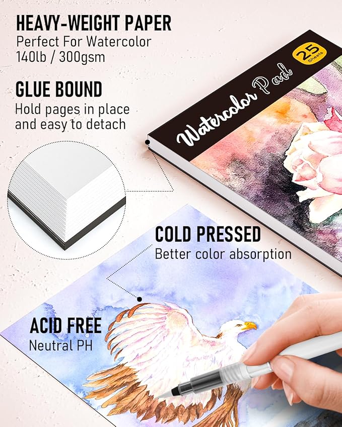 Nicpro 78PCS Watercolor Paint Set for Adults,Beginner & Artists, 36 Tubes Water Color Paint Set with 25 Watercolor Paper, 8 Squirrel Paint Brushes, Palettes, Color Wheel, Art Painting Supplies