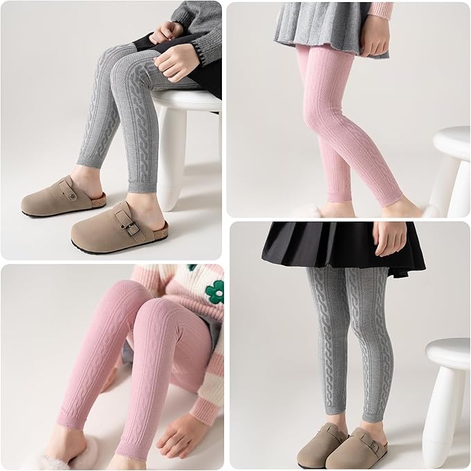 Girls Leggings for Little Girls, 2 Pack Toddler Girl Pants Leggings for Baby Tights Knitted Multi-Colors 2-9 Years