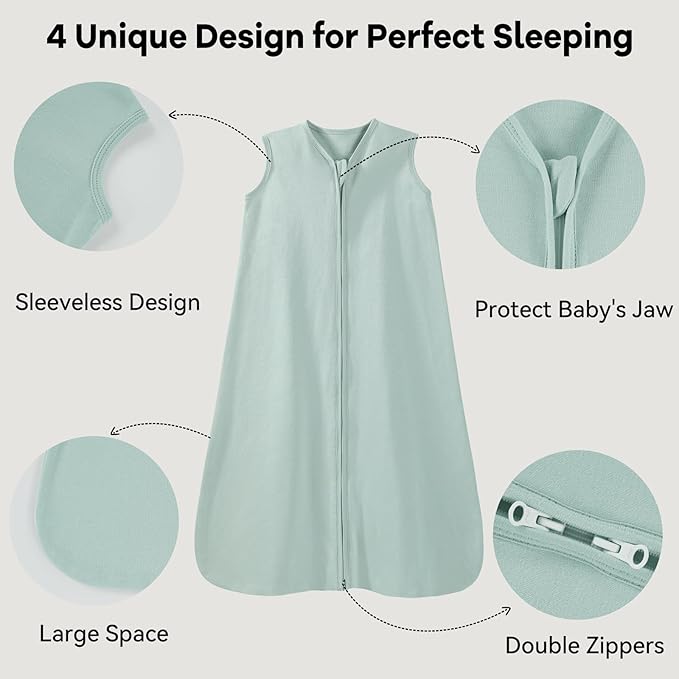 Baby Sleep Sack 18-24 Months 0.5 Tog Wearable Blanket Baby, 3 Pack 100% Cotton Lightweight Sleeping Sack with 2-Way Zipper for Infant Toddler Excavator