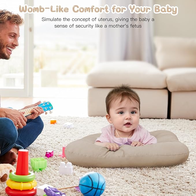 Baby Lounger for Newborn, Bionic Design Baby Lounger, Soft Organic Cotton Breathable Lounger for Infants 0-18 Months (Apricot)