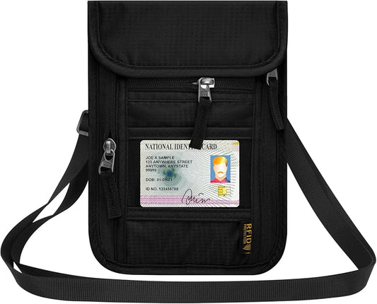 Neck Wallet for Travel,Passport Holder Neck Pouch for Men Women with Adjustable Neck Strap and RFID Blocking