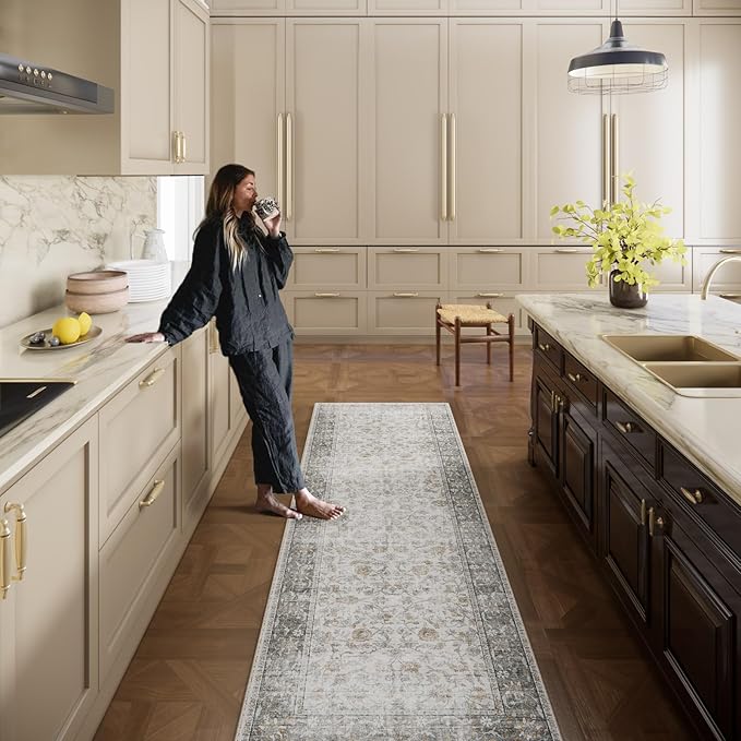 Washable Kitchen Rug Runners for Hallways: 2'x10' Bedroom Rug Non Slip Low-Pile Stain Resistant Soft Indoor Floor Carpet Runner for Indoor Entryway Hallways Kitchen Laundry Room Beside Farmhouseb