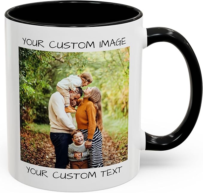 Personalized Coffee Mug – Custom Photo, Text, or Logo Ceramic Mug Tea Cup | Taza Personalizada with Picture or Message | Customized Gift Idea for Men & Women, Mom, Dad, Friends - White/Black | 11oz