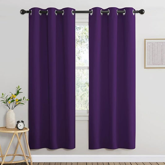 NICETOWN Room Darkening Curtains for Nursery, Grommet Thermal Insulated Light Blocking Window Treatments Sound Reducing for Bedroom, W37 x L72, 2 Panels, Royal Purple