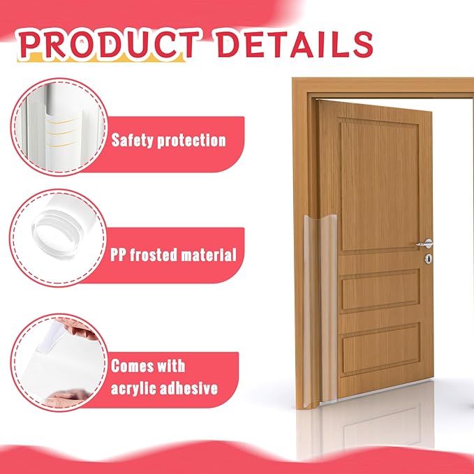 6 Pcs Door Pinch Guard Baby Proofing Jam Shield Door Finger Pinch Guard 47.2 x 7 Inch Hinge Cover Protectors for 90 and 180 Degree Gates Kids Pets Safety