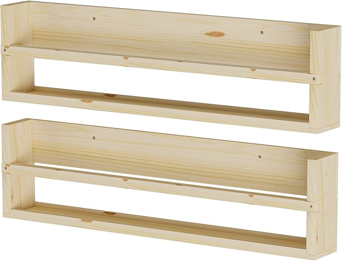 Brightmaison Polynez 30" Floating Shelves for Nursery & Kids, Set of 2 Unfinished Multiuse Wall Shelf