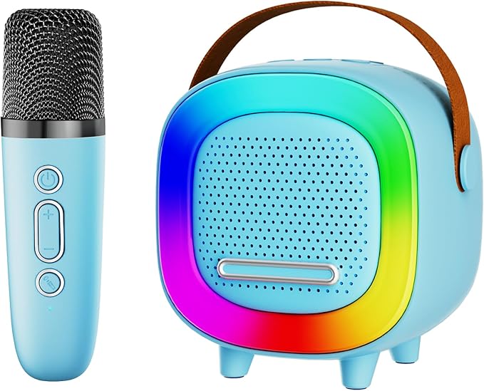 Mini Karaoke Machine Speaker for Kids Adults, Portable Bluetooth with 1 Wireless Microphones, Children's Day Birthday Gift Ideas for Toys for Teens Boys and Girls Aged 4, 5, 6, 7, 8, 9, 10, 11, 12+