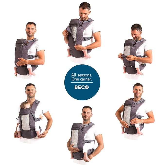 Beco Baby Carrier 8 Hybrid Newborn to Toddler Carrier (7-45lbs) - All in 1 Mesh Toddler Carrier - Baby Carrier Backpack, Front and Hip Carrier with Adjustable Seat - Cooling Ergonomic Carrier (Iris)