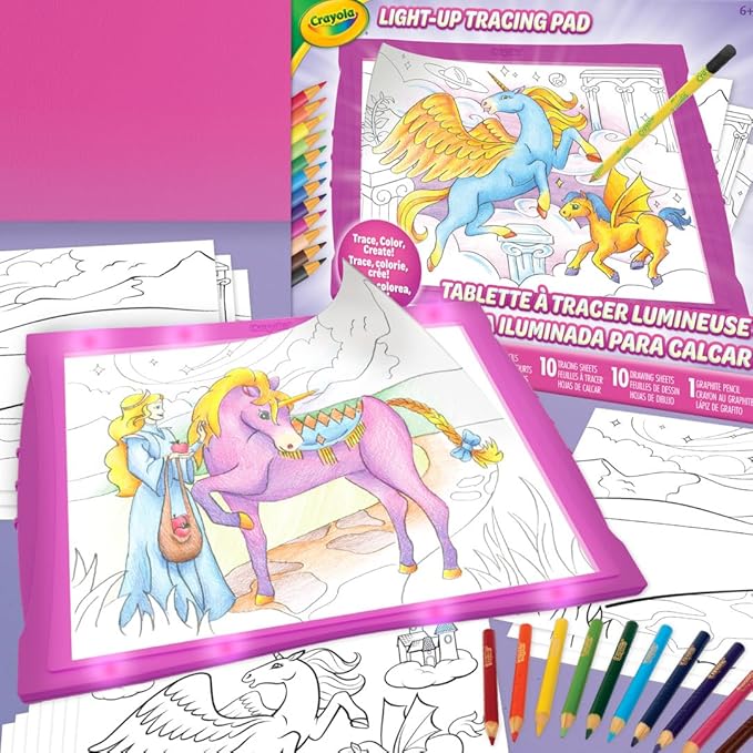 Crayola Light Up Tracing Pad - Pink, Writing & Drawing Art Kit for Kids, Kids Toys & Games, Tracing Light Box, Sketching Gifts for Girls & Boys, 6+ [Amazon Exclusive]
