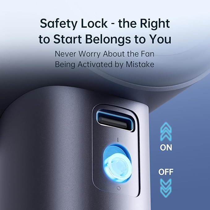 JISULIFE Portable Handheld Fan,Speed(1-100) Adjustable Turbo Mini and 3600mAh Battery Rechargeable Personal Fan,Digital Display,Gifts for Women Men Travel/Camping/Outdoor-Blue