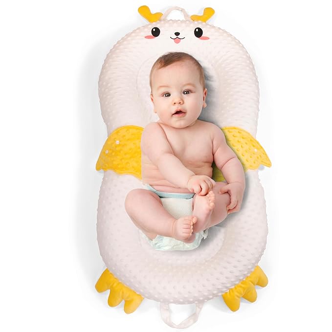 Baby Lounger for Newborn & Infant – Duckling Delight | Soft 100% Cotton Cover, Lightweight, Washable, Portable Infant Support Cushion by Sprinta
