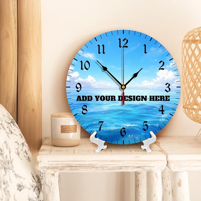 Generic Custom Wall Clock Personalized Clocks with Photo Text Logo Silent Non Ticking Round Decoration for Kitchen Wedding Friend Family Lover, 10inch-25cm