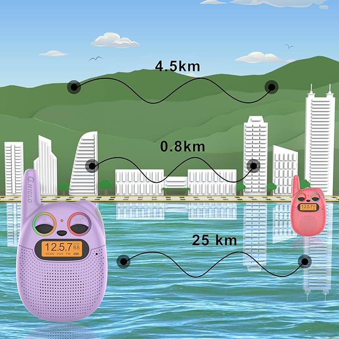 Qniglo Walkie Talkies for Kids Rechargeable 3 Pack, Christmas Birthday Gifts for Girls Age 3-12, Kid Walkie Talkie with FM Radio, Outdoor Camping Games, Spy Toys for 4 6 7 8 9 Year Old Boys Toddler