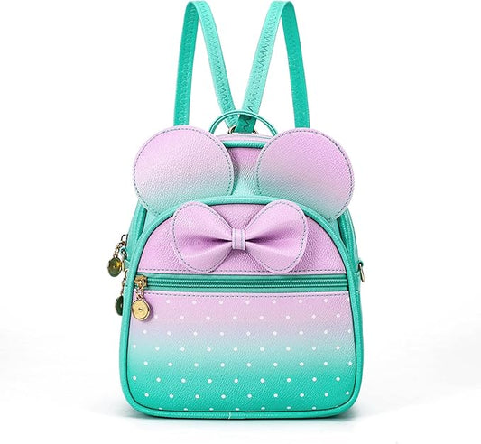 KL928 Girls Bowknot Polka Dot Cute Mini Backpack Small Daypacks Convertible Shoulder Bag Purse for Women