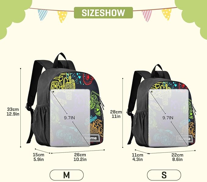 Toddler Backpack Colorful Monster Truck Waterproof Mini Backpack with Name/Text Preschool Backpack Cute Small Backpack Kindergarten Pre School Bags 11 Inch, Pattern 2