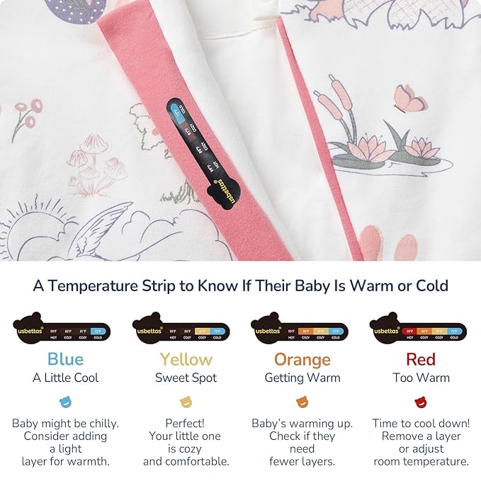 Baby Sleep Sack 6-12 Months, Cotton Detachable Long Sleeve Sleep Sack, 2.5 Tog Toddler Sleeping Sack with Temperature Strips, 2-Way Zipper Wearable Blankets for Newborns, Bunny