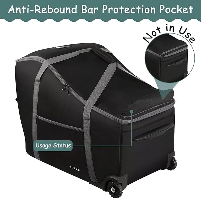 Infant Car Seat Travel Bag Fit Doona Car Seat Stroller and Base, Chicco Keyfit 35 and Base, Doona Travel Bag with Wheels, Padded Car Seat Bags for Air Travel, Nuna Travel Bag with Zipper Pocket