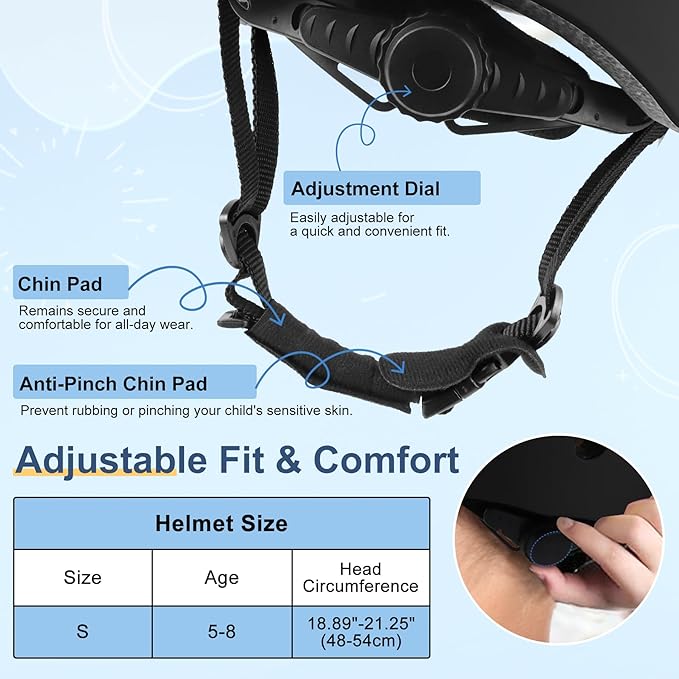 Vvinca Kids Toddlers Bike Helmet Adjustable for Ages 3-5-8 Years, Knee Pads and Elbow Pads Set Wrist Guard Sports Protective Gear Set for Roller Skate Bicycle Skateboard Scooter Girl Boy Birthday Gift