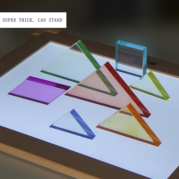 Light Experiment Loose Parts Learning Kit, Light Table Transparent Materials, STEAM Activitis for Kids 3+, Montessori & Reggio Inspired Kindergarten Preschool Classoom Accessary (Mini Size)