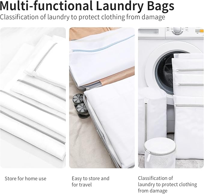 3 Pack Small Mesh Laundry Bags by MDSXO- Small Durable Lingerie Delicates Bag for Washing Machine for Socks, Bra, Mask,Baby Clothes 10 * 12 inch [3 Pack]