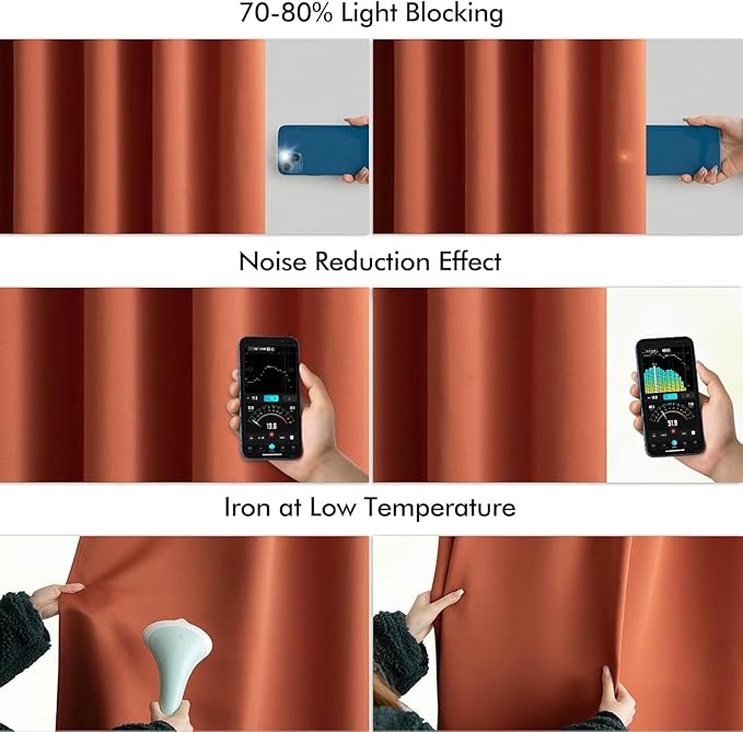 MIULEE Back Tab Burnt Orange Blackout Curtains 108 Inch Long 2 Panels Set for Living Room Bedroom Privacy, Fall Terracotta Rod Pocket/Pinch Pleated Extra Long Room Darkening Light Blocking Drapes