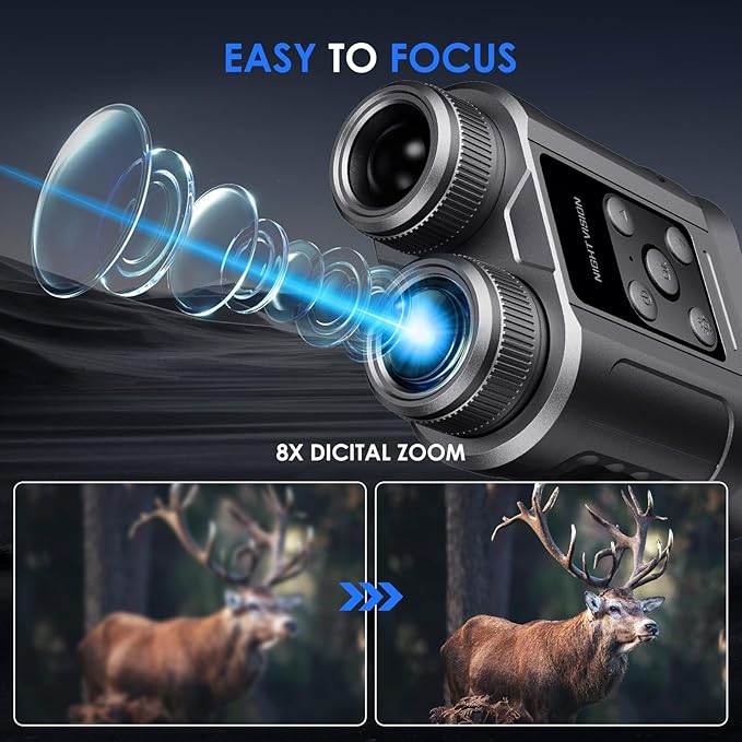 Night Vision Goggles,Compact Night Vision Binoculars,32GB Card Included, Photo/Video Capture,Outdoor Tools for Education, Wildlife Watching,Gifts for Boy, Gifts for Men, Gifts for Father (Pearl Gray)