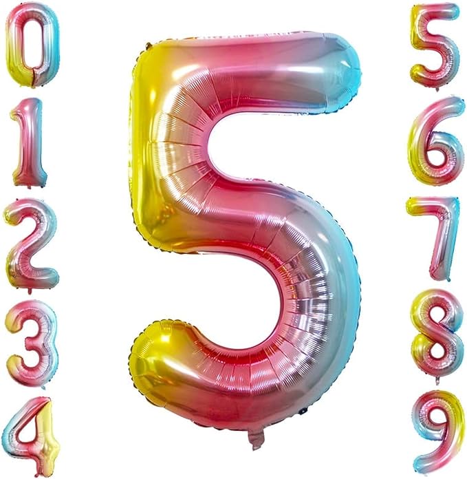 GOER Gold Foil Balloons Number 5,Huge Number Balloons for 5th 15th 25th 35th 45th Birthday Party Supplies Anniversary Decorations (3 pcs,42 inch,32 inch,16inch)
