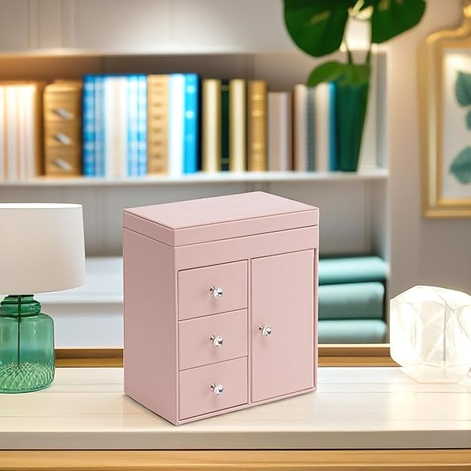 Vlando Musical Jewelry Box with Spinning Ballerina, Girls’ Jewelry Organizer for Necklaces Rings and Hair Accessories, Gift for Girls and Kids, Pink