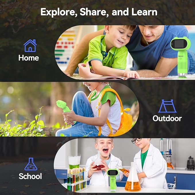 TOMLOV P30 Microscope for Kids, Portable 1000X Slides Digital Microscope with 2" Screen, HD 16MP Camera & 1080P Video, Pocket Coin Magnifying Glass with Light, Mini Handheld Magnifier for Trichome