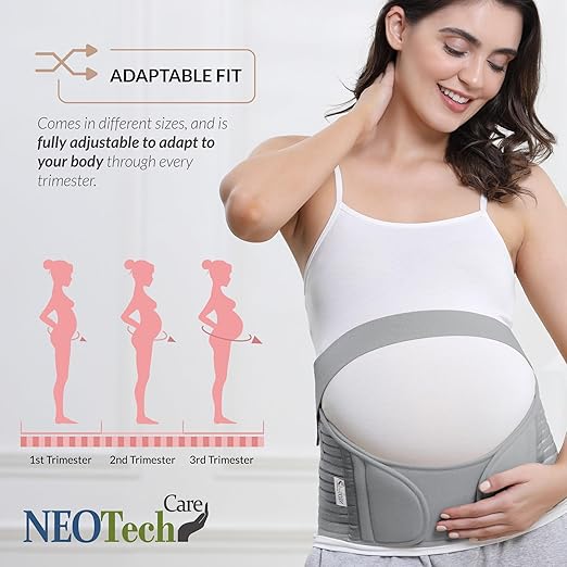 NeoTech Care Pregnancy Support Maternity Belt, Waist/Back/Abdomen Band, Belly Brace (Size XXL, Grey Color)