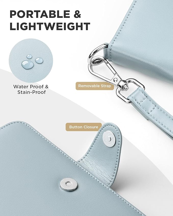 VULKIT Airtag Passport Holder for Travel, RFID Blocking Travel Wallet, Passport Cover for Family with Luggage Tag & Wrist Strap, Holds ID Card, 6+ Cards, Tickets, Cash, Coin, Blue, Family 4 persons