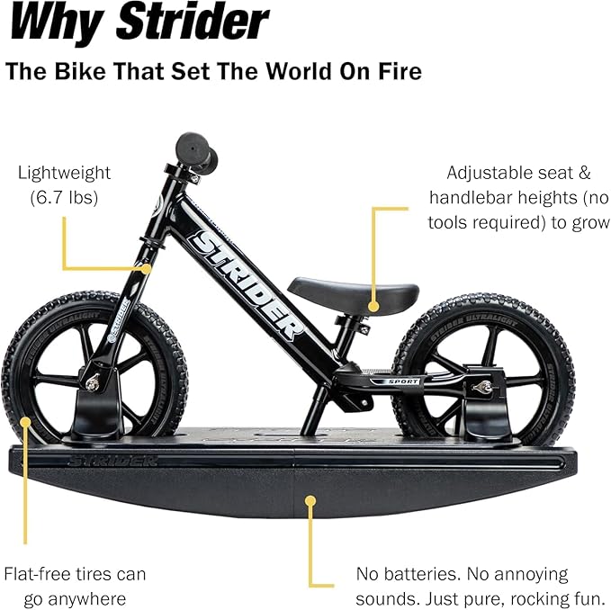 Strider 12” - Helps Teach Baby How to Ride a Balance Bicycle - for Kids 6 Months to 4 Years - Easy Assembly & Adjustments