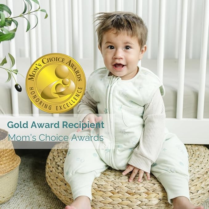 Tealbee Dreamsuit: Toddler Sleep Sack with Feet 12-18 Months, 18-24 Months - 1.5 TOG Winter Baby Wearable Blanket for Walkers - Rayon made from Bamboo, Organic Cotton Sleep Bag - Seashell