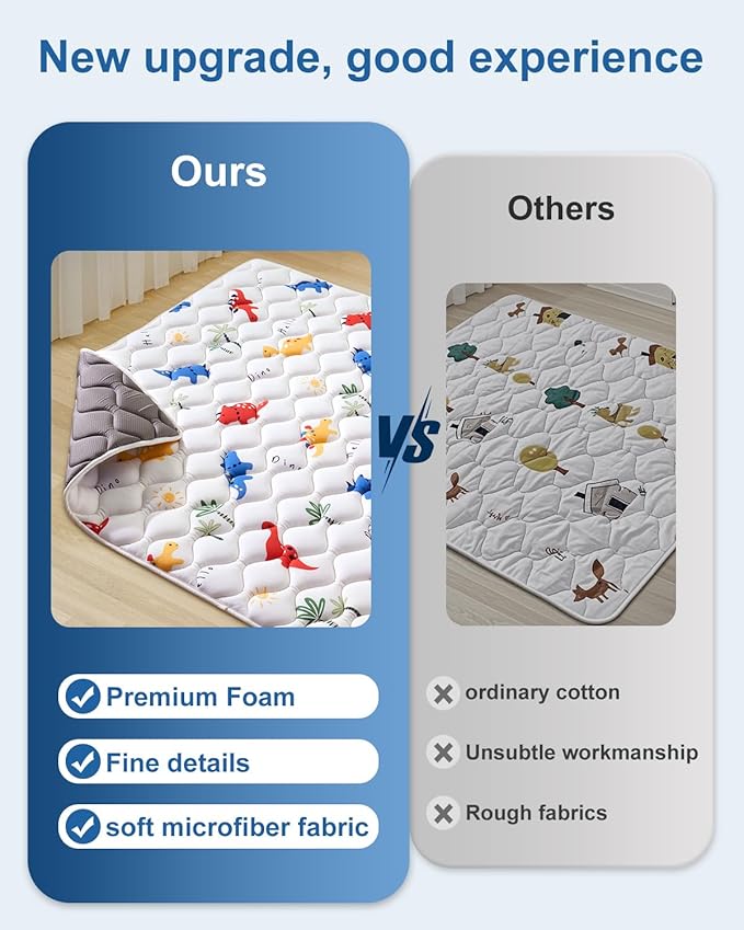 Odorless Premium Foam Baby Play Mat 50" x 50", Soft Microfiber Fabric Crawling Mat for Floor- Comfortable and Hypoallergenic, Non-Slip Cushioned Floor Playpen mat for Infants,Babies,Toddlers