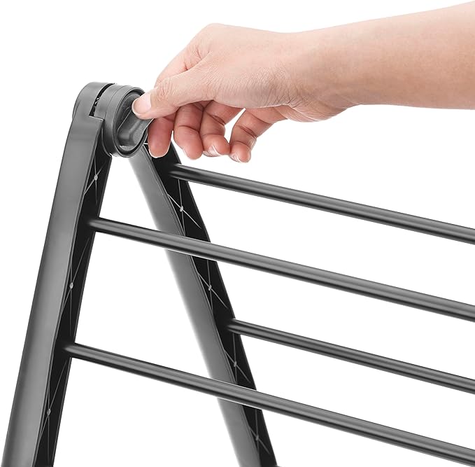 Whitmor Spacemaker Folding Drying Rack, Indoor Clothes Organizer with Patent-Pending Design, Space Saving, 6" L x 26" W x 51.5" H, Black