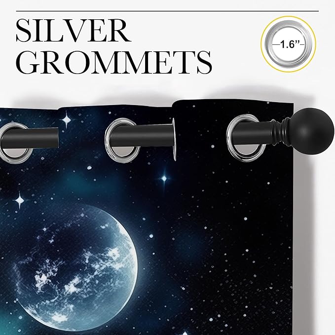 Wolf Blackout Curtains for Boys Girl Bedroom Decor,Starry Sky Howling Wolf Under The Full Moon Thermal Insulated Grommet Drapes Darkening Window Curtain for Living Room Home 84x63 inch