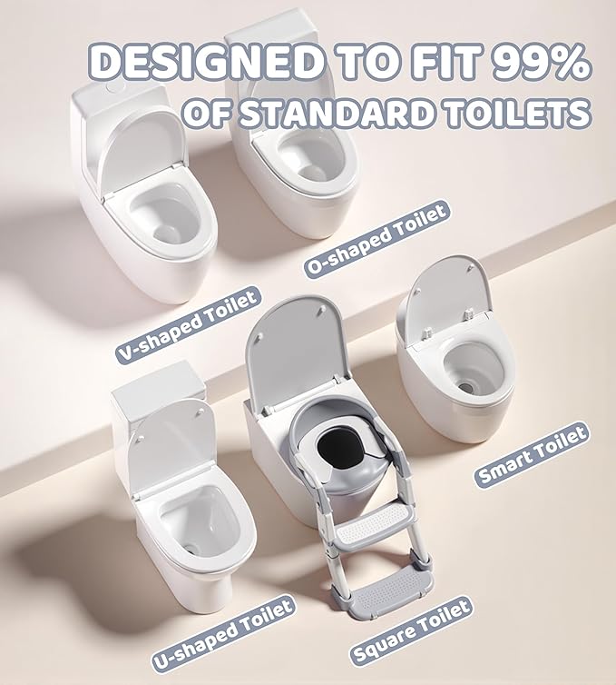 2-in-1 Toddler Potty Training Toilet Seat with Step Stool Ladder – Adjustable Height Potty Chair Urinal for Baby Boys Girls Age 1-3, Foldable Training Potty with Splash Guard & Anti-Slip Feet, Green