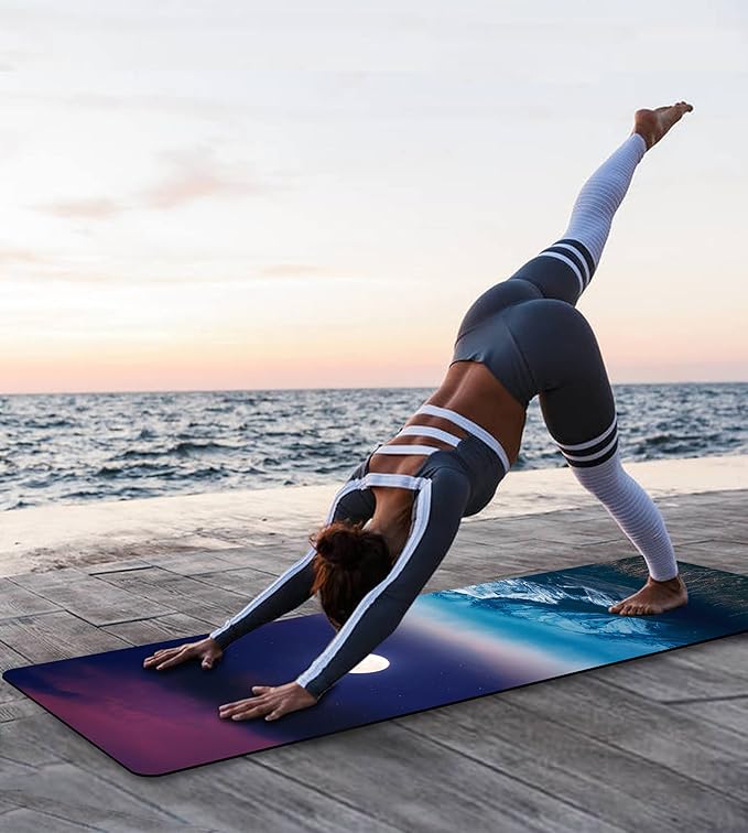 Non Slip Yoga Mat TPE Workout Mat for Men Women, Thick Workout Mat with Carrying Strap, Fitness Mats for Exercise, Yoga, Fitness, Pilates, Floor Workouts (72" x 24" x 6mm)