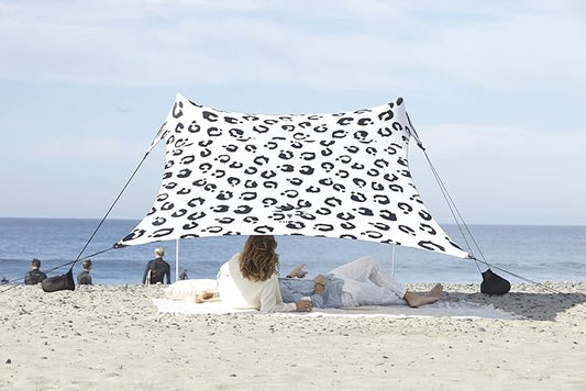 Neso Tents Beach Tent with Sand Anchor, Portable Canopy Sunshade - 7' x 7' - Patented Reinforced Corners (Leopard)