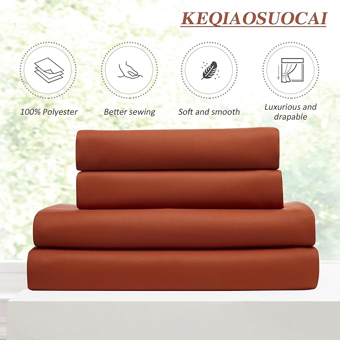 KEQIAOSUOCAI Extra Long Pinch Pleated Curtains 120 Inches Long 2 Panels Set, Pleat with Hooks, Thermal Insulated Blackout Window Drapes Rustic Curtain for Bedroom 40x120,Burnt Orange
