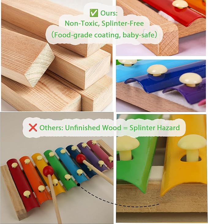 Xylophone for Toddlers 1-3 Kids Musical Instruments for Toddlers 1-3 Baby Kids Wooden Toy Toddler Xylophone for Babies 6 Months and Up Wooden Kid's Preschool Musical Instruments