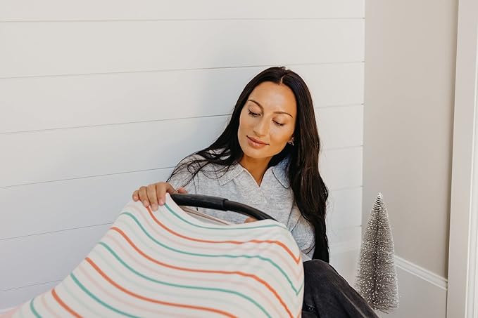 Copper Pearl Multi-Use Cover: Car Seat Covers, Nursing Cover, and Stroller Cover for Sun - Stretchy Fabric, All-Season Use, Stylish Designs, Easy Access for Moms - Tinsel