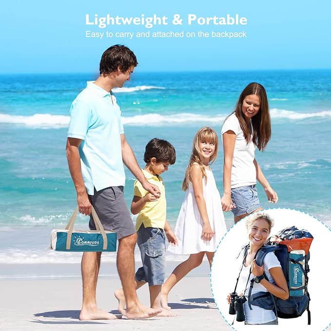 COMMOUDS Beach Tent Sun Shade for 3/4-5/6-7/8-10 Person, UPF 50+ Beach Sun Shelter Canopy Tent, Lightweight, Easy Set Up and Carry