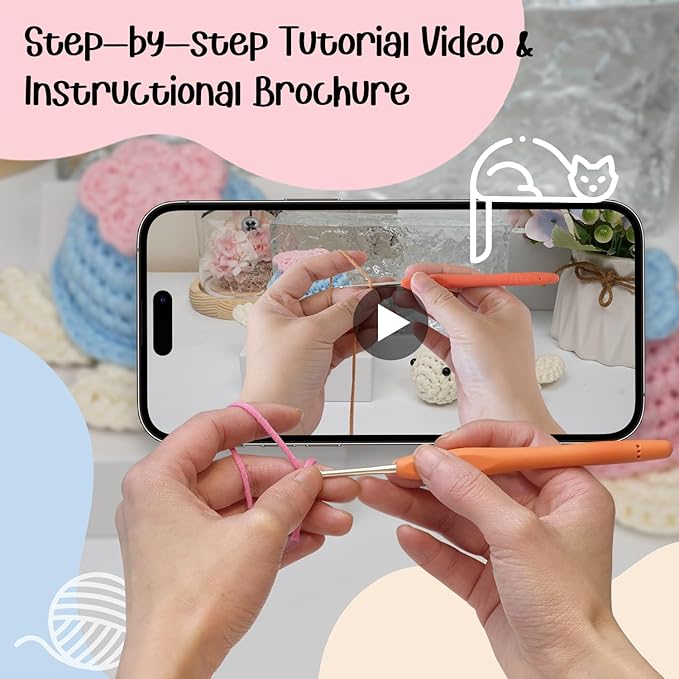 TAKADODO Crochet Kit for Beginners - Learn to Crochet Kits for Adults Beginner with Step-by-Step Video Tutorials - Crochet Kits for Adults and Kids (Turtle)