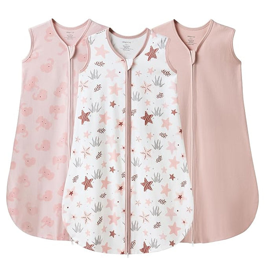 JELLYMONI Baby Sleep Sack 12-18 Months 0.5 Tog Wearable Blanket for Baby, 100% Cotton 3 Pack Infant Toddler Sleeping Sack Lightweight Soft 2-Way Zipper Sleepsack