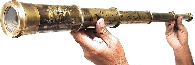 Rare Brass Telescope Spyglass - East India Company 1818 Tracker Vintage Pirate Spyglass Scope Antique 32" Large Handstitched Leather Gift Box (BT-EIC-32)