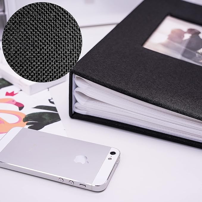 Vienrose Linen Photo Album 420 Pockets for 4x6 Photos Fabric Cover Photo Books Slip-in Picture Albums for Wedding Baby Vacation