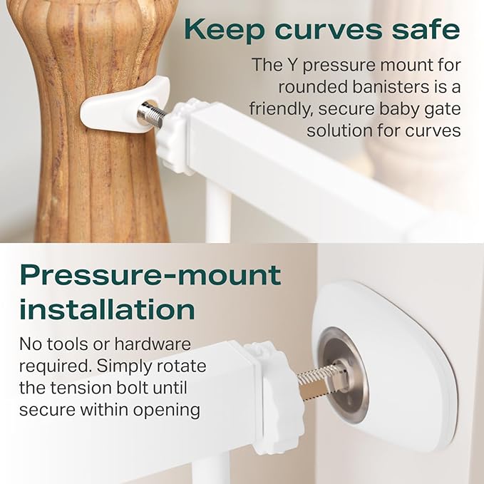 Cumbor 36" Extra Tall Baby Gate for Stairs, 29.7-57" Extra Wide Dog Gate for Doorways Hallways, Pressure Mounted Child Gate for Wide Opening, Auto Close Personal Safety for Babies and Pets, White